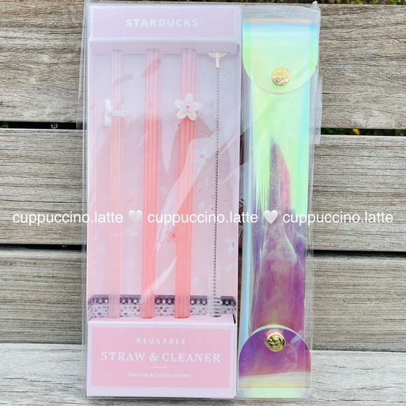 🌸NEW🌸Starbucks 2021 Limited Edition Korea Pink Sakura Cherry Blossom Straw Kit - Picture 6 of 6